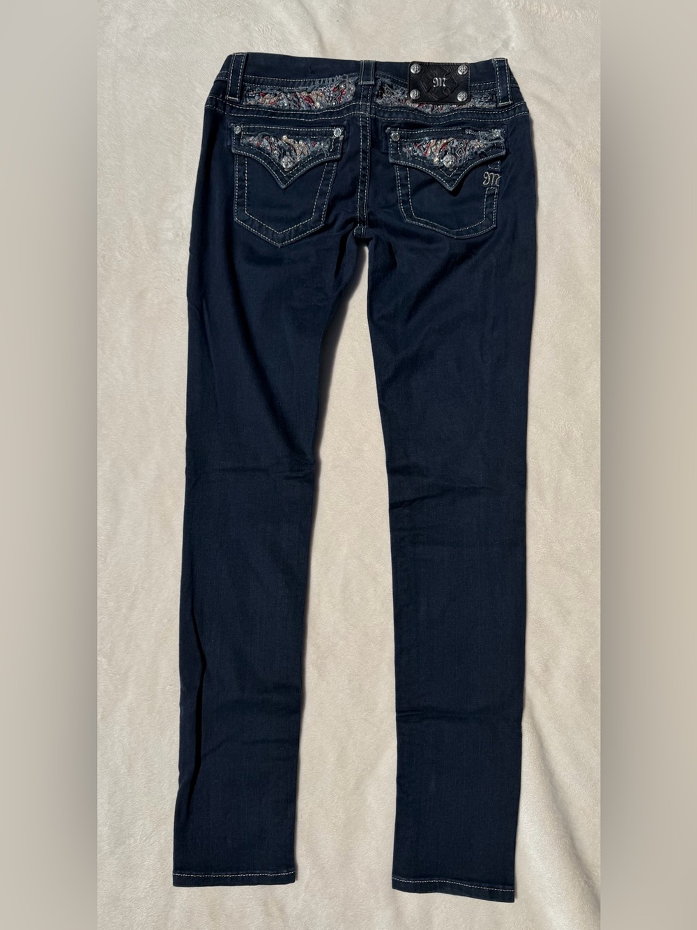 Miss Me Dark Navy Skinny Jeans with Embroidered Back Pockets